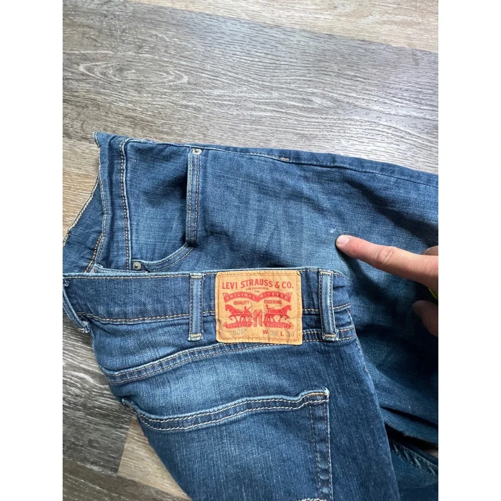 Levi's 505 Regular Fit Jeans Mens 38x30 Blue Denim Straight Leg Pants 1625